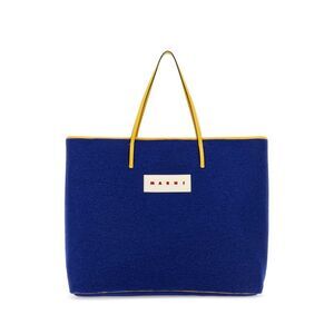 Marni Men Blue Felt Medium Janus Shopping Bag